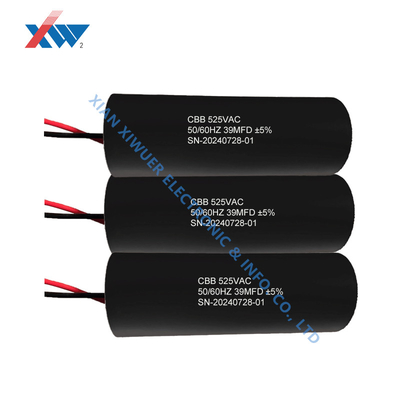 Black Film Capacitor 525V 66μF With Lead Self Healing Capacitor With Inductance For High Voltage Generator